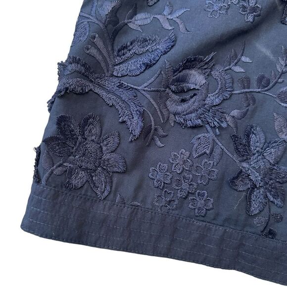 Talbots Embroidered Clipped Floral Shift Dress Navy Size 4 - Picture 6 of 14